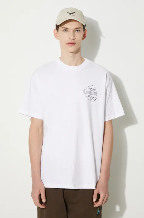 Хлопковая футболка Carhartt WIP Ablaze мужская цвет белый с принтом I033639.00AXX