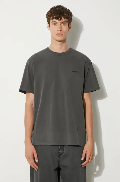 Carhartt WIP t-shirt bawełniany Duster Script męski kolor czarny z aplikacją I033622.89GD