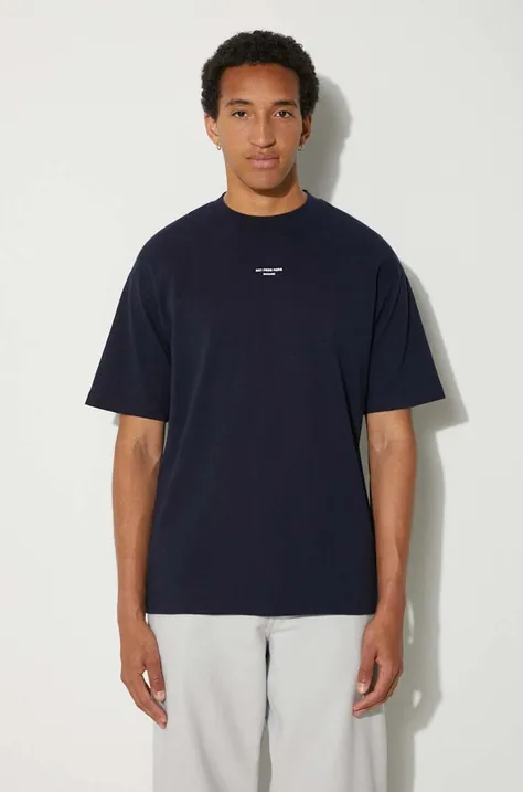 Bavlnené tričko Drôle de Monsieur Le T-Shirt Slogan Classique pánske, tmavomodrá farba, s potlačou, PERM-TS202-CO002-NY