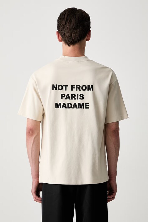Drôle de Monsieur Le T-Shirt Slogan t-shirt cotton Men's beige PERM-TS203-CO002-MT