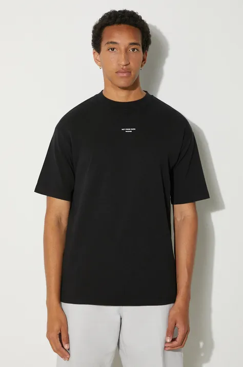 Bavlnené tričko Drôle de Monsieur Le T-Shirt Slogan Classique pánske, čierna farba, jednofarebné, PERM-TS202-CO002-BL