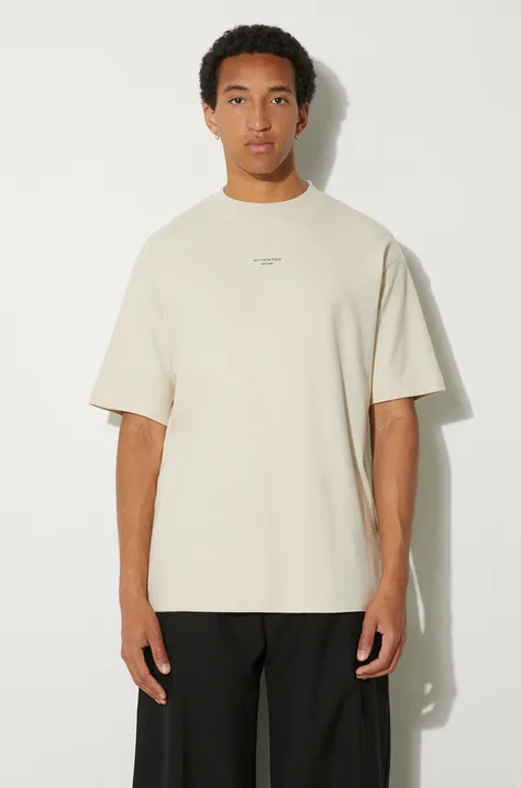 Drôle de Monsieur cotton t-shirt Slogan Classique men’s beige color with a print PERM-TS202-CO002-MT
