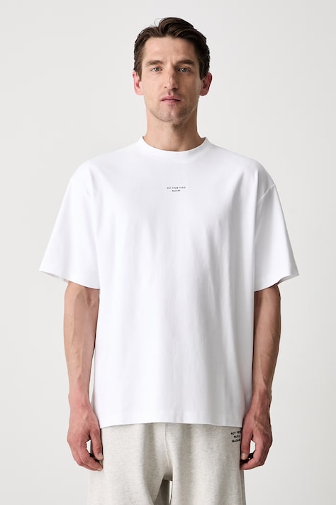 Drôle de Monsieur Le T-Shirt Slogan Classique tričko bavlnené pánske biele PERM-TS202-CO002-OPW