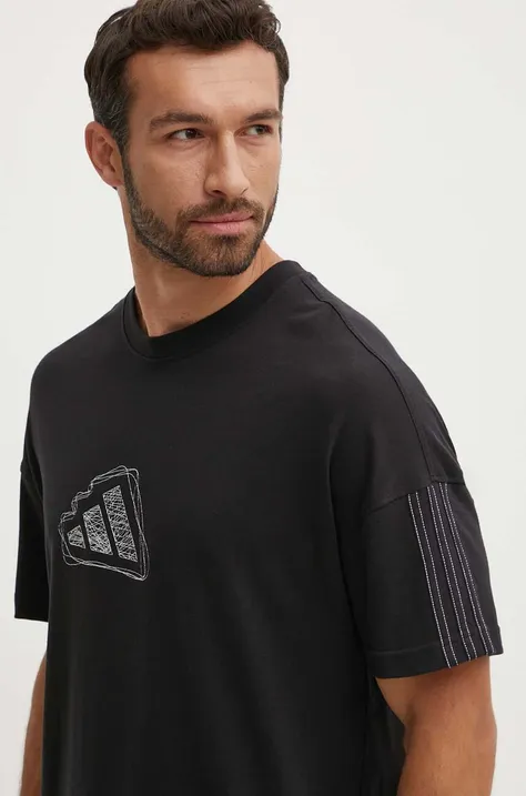 adidas tricou din bumbac All SZN barbati, culoarea negru, cu imprimeu, IX1255