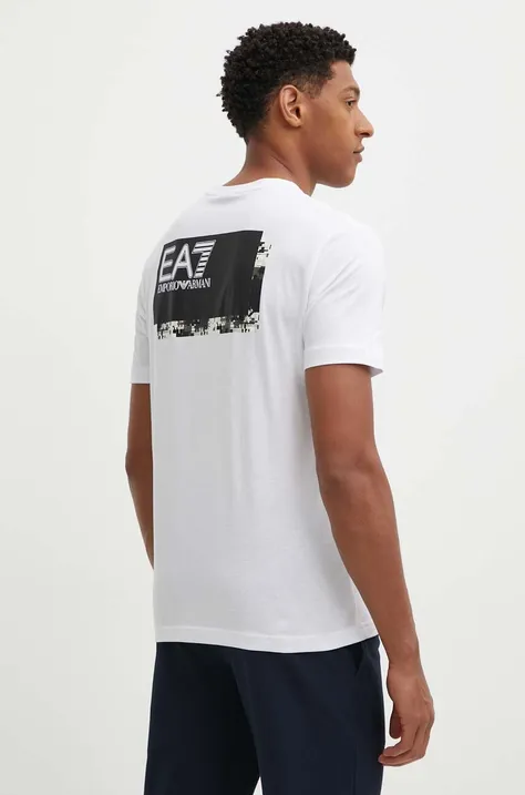 Хлопковая футболка EA7 Emporio Armani мужской цвет белый с принтом PJVPZ.6DPT02