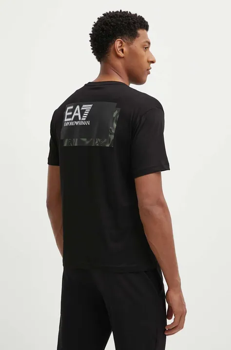 Хлопковая футболка EA7 Emporio Armani мужская цвет чёрный с принтом PJVPZ.6DPT02