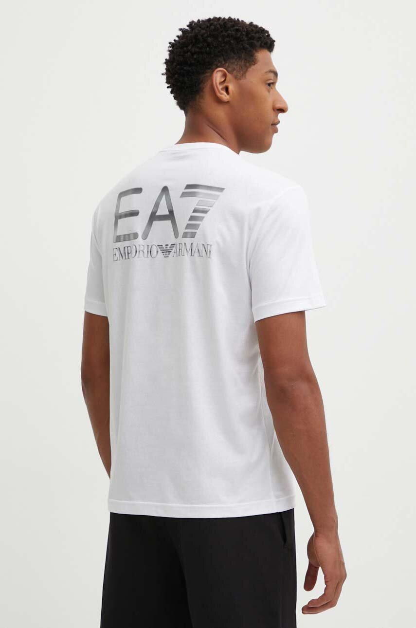 Памучна тениска EA7 Emporio Armani в бяло с изчистен дизайн PJFFZ.6DPT06