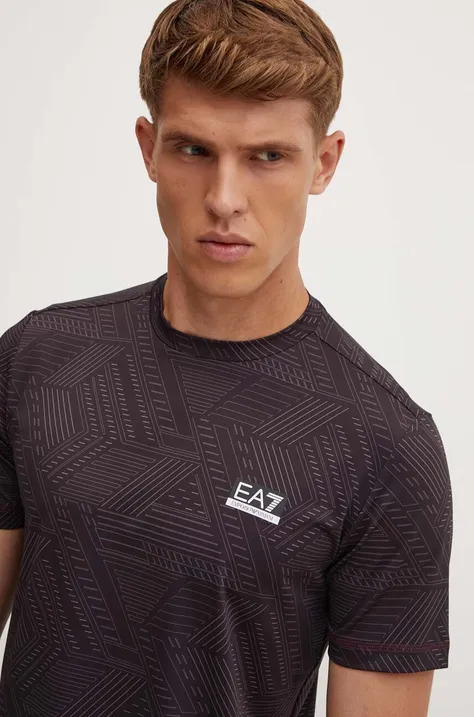 Tréningové tričko EA7 Emporio Armani čierna farba, vzorované, PJMEZ.6DPT31