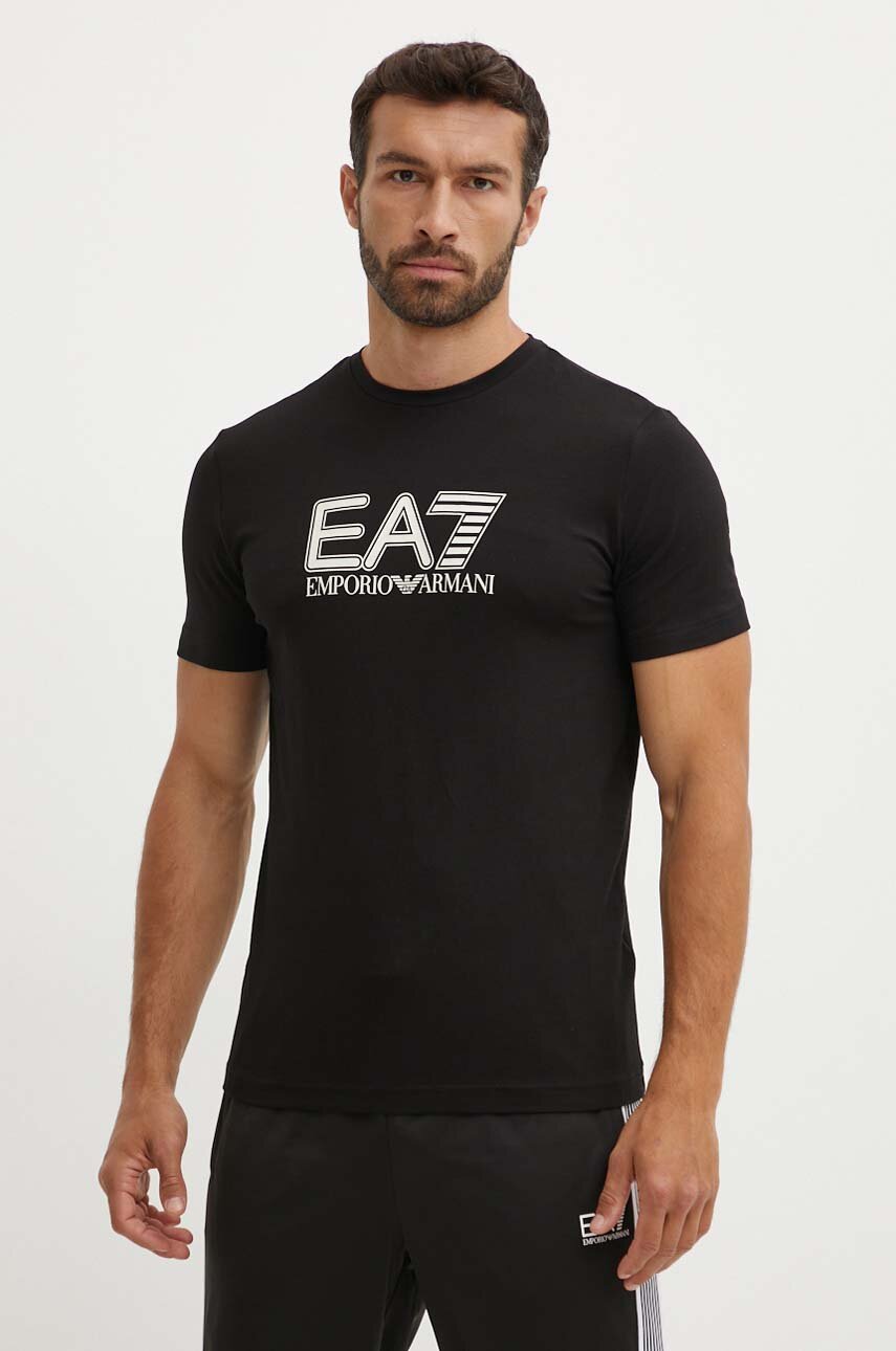 EA7 Emporio Armani tricou barbati, culoarea negru, cu imprimeu, PJVQZ.6DPT62