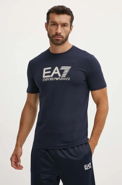 EA7 Emporio Armani tricou barbati, culoarea albastru marin, cu imprimeu, PJVQZ.6DPT62
