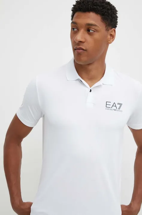 Тениска с яка за трениране EA7 Emporio Armani в бяло с изчистен дизайн PJEMZ.8NPF23