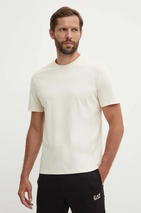 EA7 Emporio Armani t-shirt bawełniany męski kolor beżowy z nadrukiem PJTJZ.6DUT08