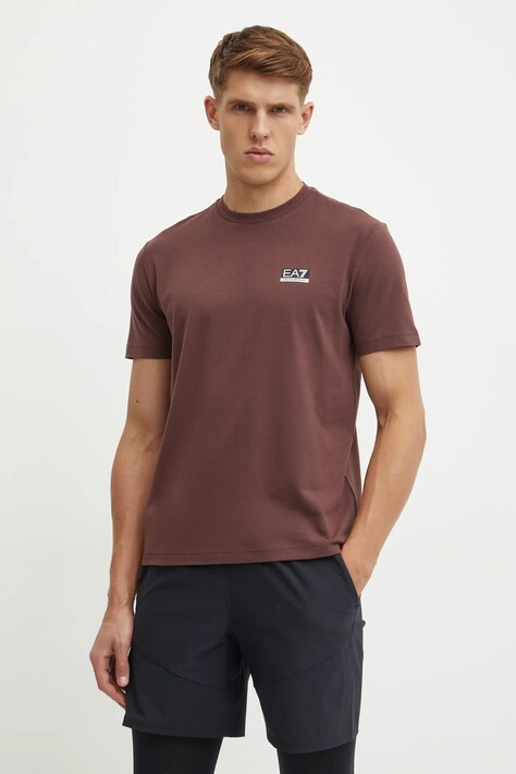 EA7 Emporio Armani tricou de antrenament culoarea maro, neted, PJUVZ.6DPT15