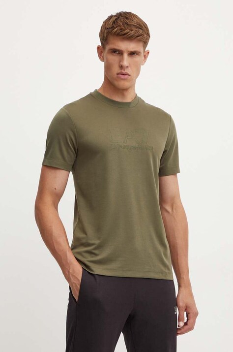 Футболка EA7 Emporio Armani мужская цвет зелёный с аппликацией PJUJZ.6DPT71