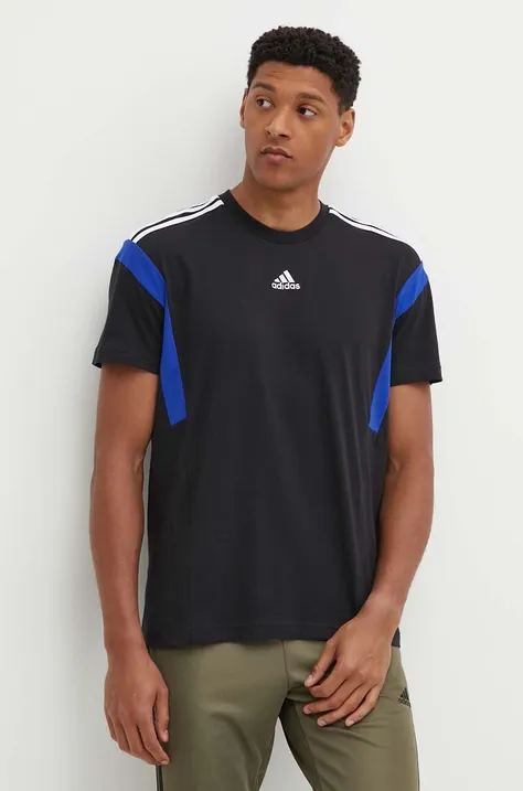 Bombažna kratka majica adidas moška, črna barva, JJ1532