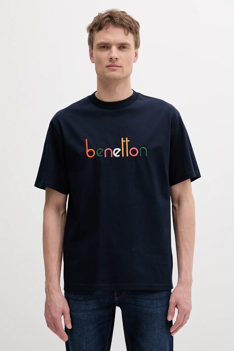 Bavlněné tričko United Colors of Benetton žlutá barva, s aplikací, 3MI6U109O