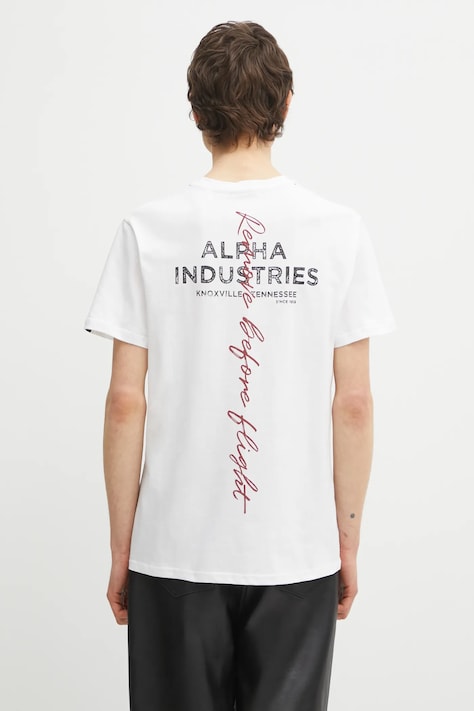 Alpha Industries cotton t-shirt men’s white color with a print 148516