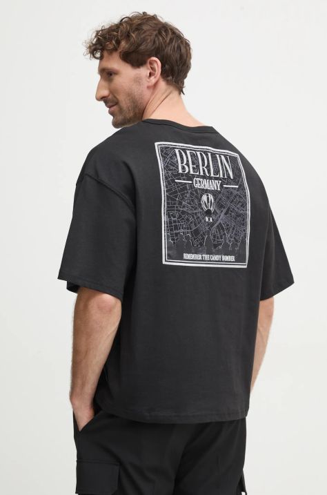 Alpha Industries tricou din bumbac bărbați, culoarea negru, cu imprimeu, 148515