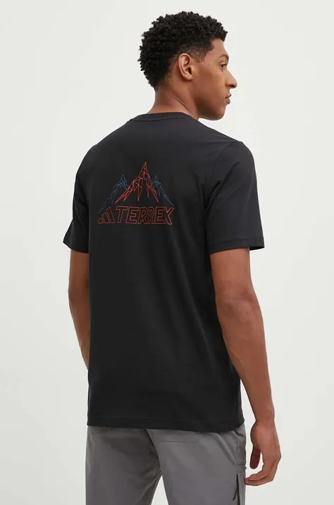 Tričko adidas TERREX pánske, čierna farba, s potlačou, IZ0466
