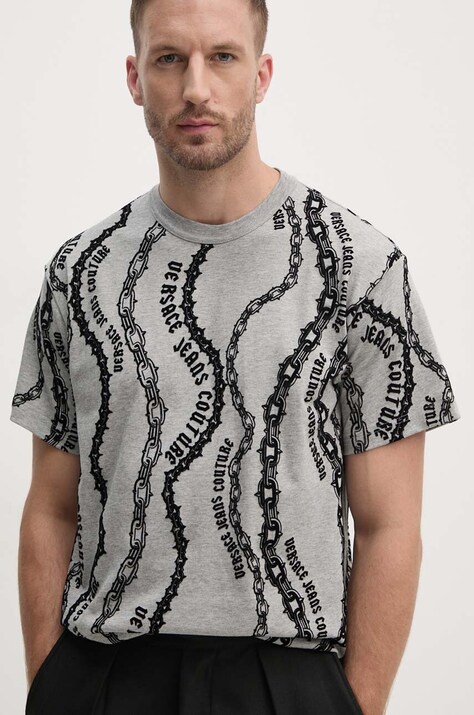 Versace Jeans Couture tricou din bumbac barbati, culoarea gri, modelator, 77GAH6R0 JS415