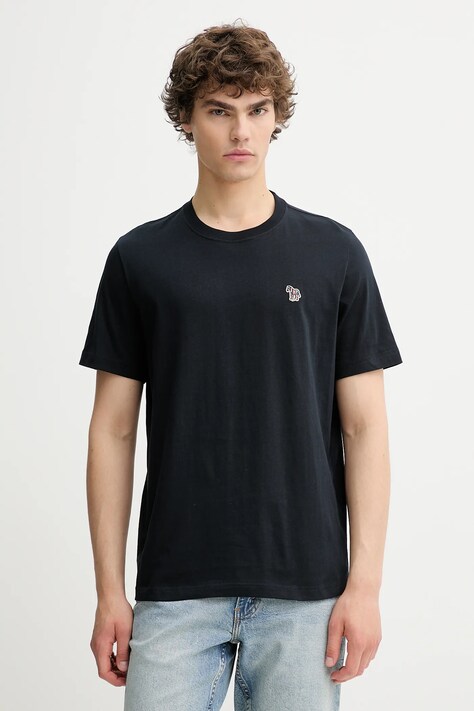 PS Paul Smith tricou din bumbac culoarea bleumarin, uni, M2R.011R.KZEBRA