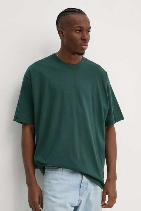 Vans t-shirt bawełniany męski kolor zielony gładki VN000G512LN1