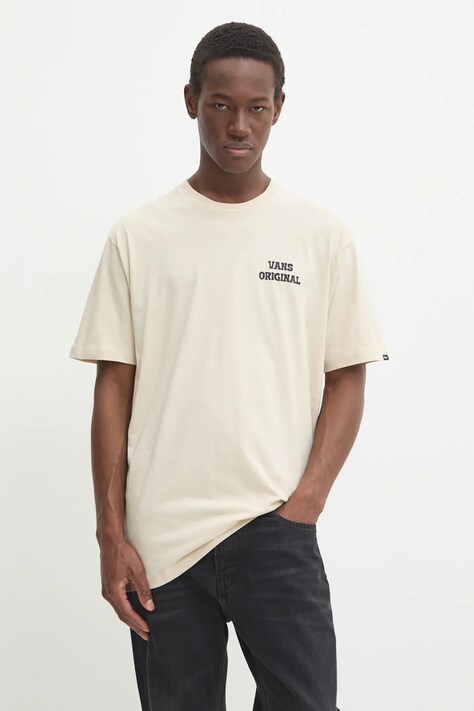 Vans t-shirt bawełniany męski kolor beżowy z nadrukiem VN000KHV2N11
