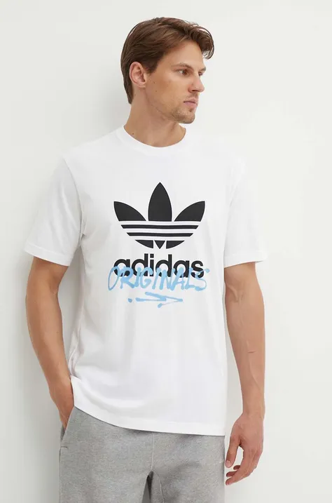 Хлопковая футболка adidas Originals мужская цвет белый с принтом IX6750