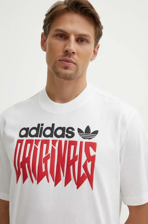 Хлопковая футболка adidas Originals мужская цвет белый с принтом IX9650