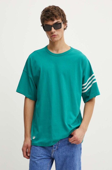 Хлопковая футболка adidas Originals мужская цвет бирюзовый с аппликацией JF9136