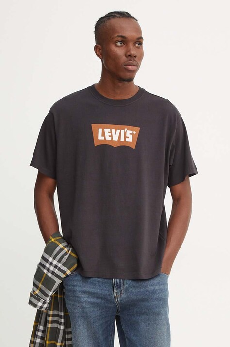 Levi's pamut póló fekete, férfi, nyomott mintás, 000RY