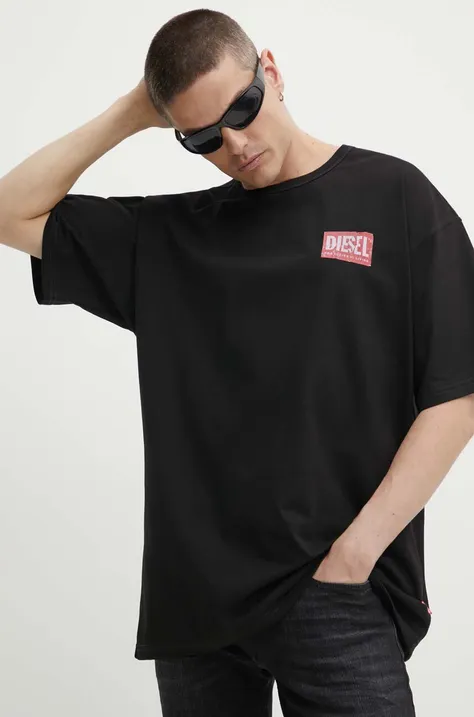 Diesel pamut póló T-BOXT-Q15 fekete, férfi, nyomott mintás, A15012.0AKAK