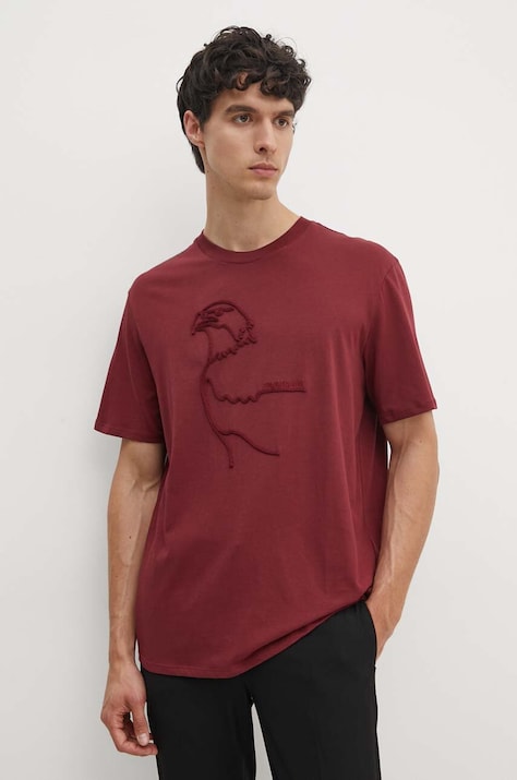Armani Exchange tricou din bumbac barbati, culoarea bordo, cu imprimeu, XM000044 AF10334
