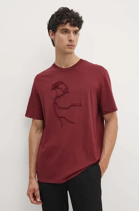 Armani Exchange t-shirt bawełniany męski kolor bordowy z aplikacją XM000044 AF10334
