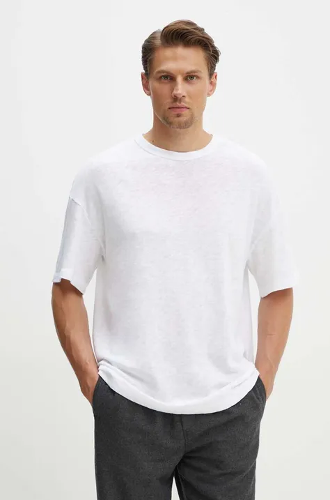American Vintage t-shirt bawełniany męski kolor biały gładki MSON02DGH24