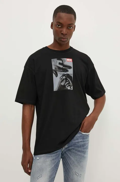 Хлопковая футболка Diesel T-BOXT-K4 мужская цвет чёрный с принтом A15160.0GRAI