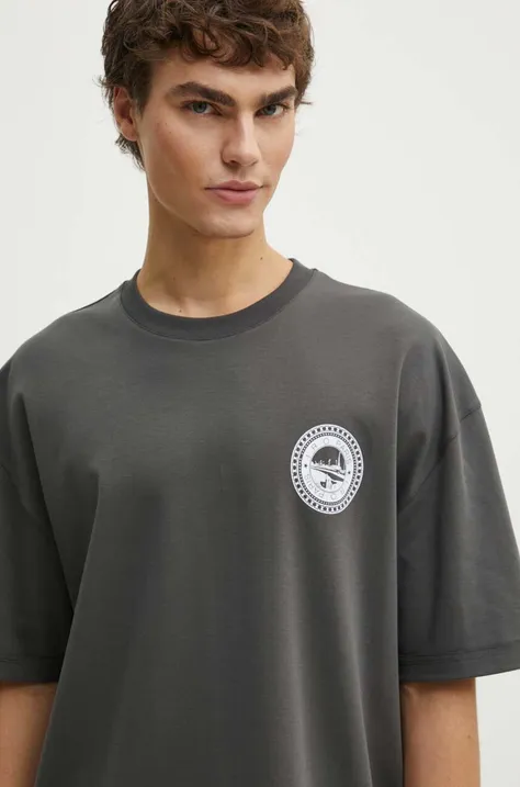 Bavlněné tričko IRO šedá barva, s potiskem, MP19AUBIN