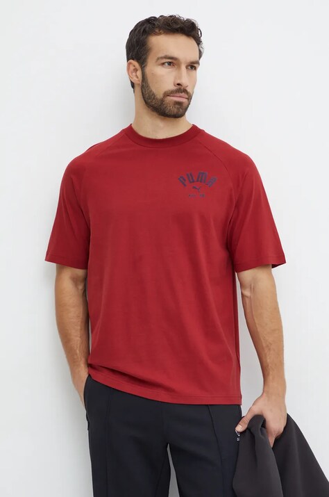 Puma tricou Classics Play Paris bărbați, culoarea rosu, uni, 626767