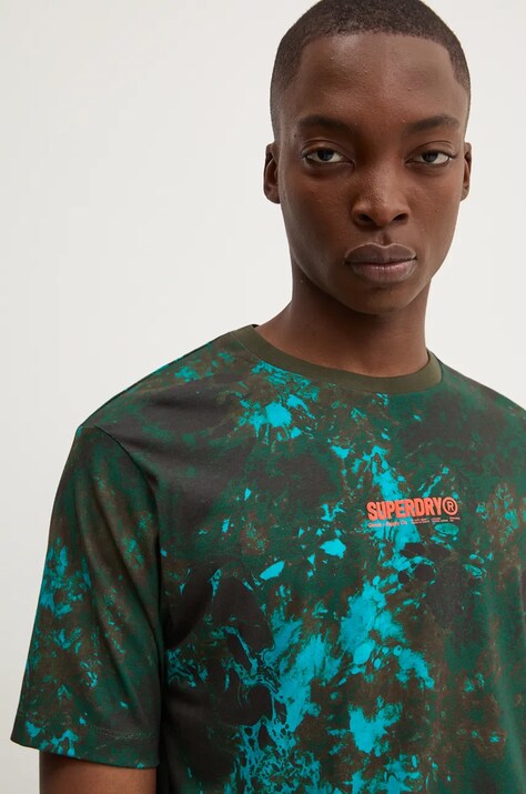 Бавовняна футболка Superdry чоловіча колір зелений візерунок M1012034A-B2O