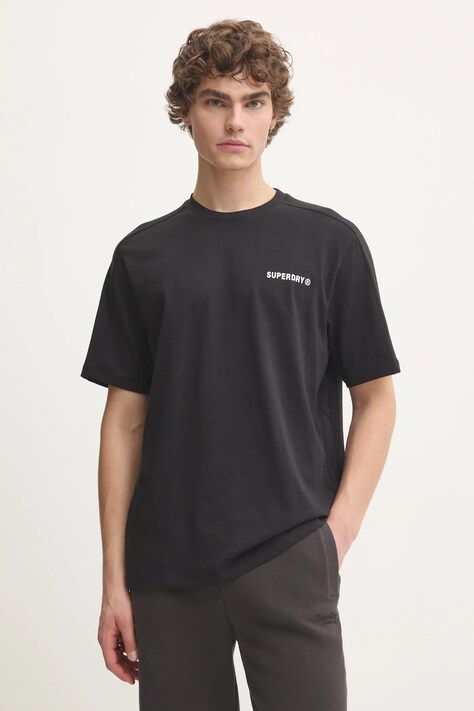 Superdry tricou din bumbac barbati, culoarea negru, cu imprimeu, M1012083A-02A