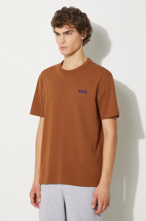 A.P.C. t-shirt bawełniany t-shirt boxy petit vpc męski kolor brązowy melanżowy COHBQ.H26391