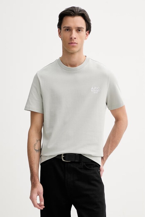 A.P.C. t-shirt bawełniany standard rue madame GOTS kolor zielony z aplikacją COHBU.M26388