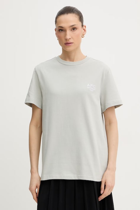 A.P.C. tricou din bumbac standard rue madame GOTS culoarea verde, cu imprimeu, COHBU.M26388