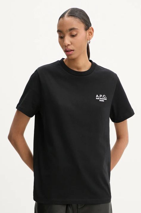 A.P.C. t-shirt bawełniany standard rue madame GOTS kolor czarny z aplikacją COHBU.M26388