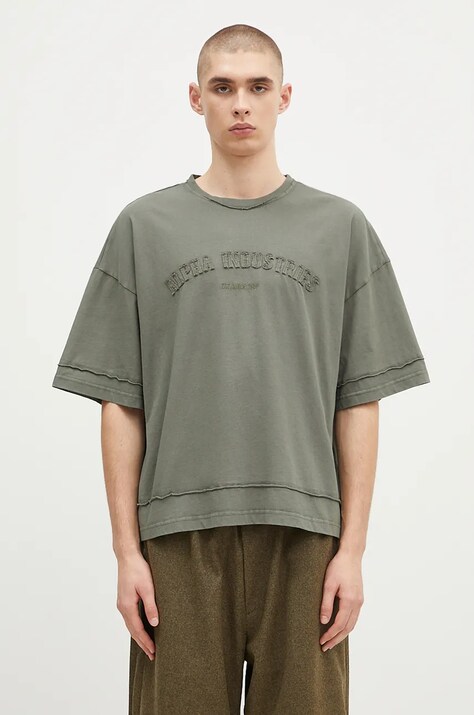 Alpha Industries t-shirt in cotone Open Edge uomo colore verde con applicazione 148505