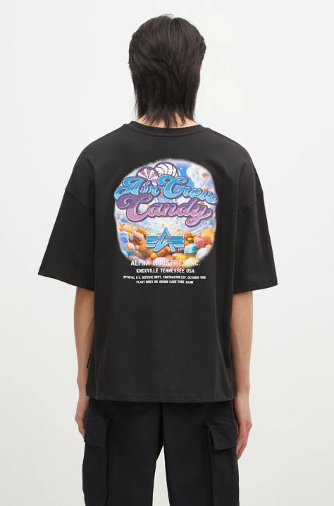 Alpha Industries t-shirt bawełniany Candy Crew męski kolor czarny z nadrukiem 148509