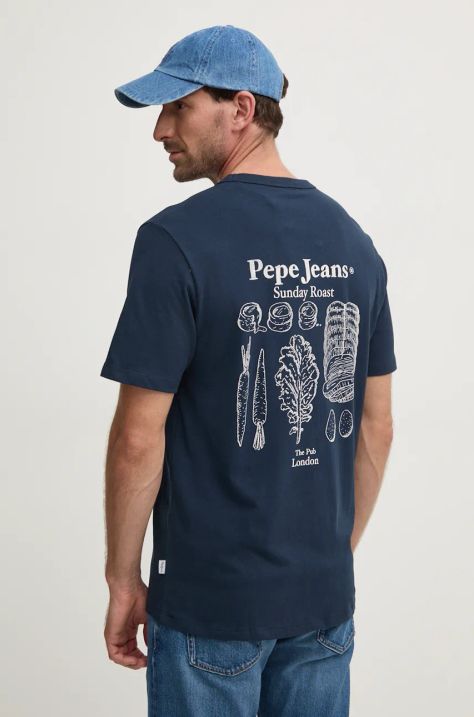 Pepe Jeans pamut póló ARRYN sötétkék, férfi, nyomott mintás, PM509623