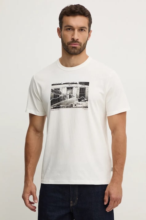 Pepe Jeans tricou ARNEY barbati, culoarea alb, cu imprimeu, PM509647
