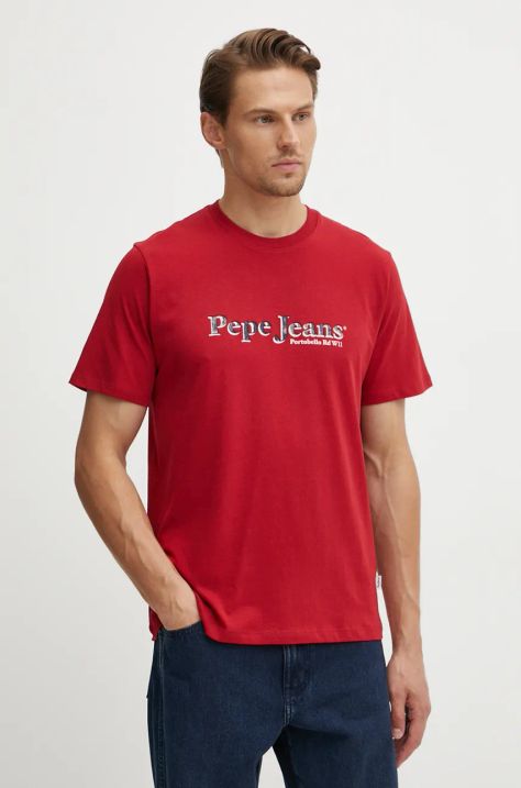 Tričko Pepe Jeans SOMERS TEE pánske, červená farba, s potlačou, PM509649