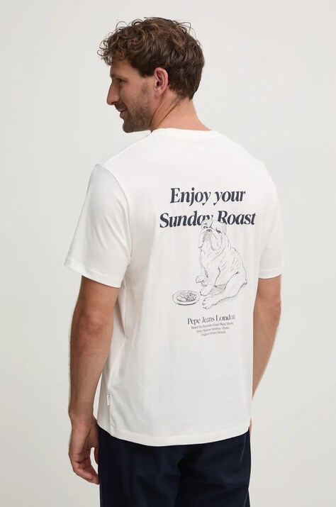 Pepe Jeans t-shirt bawełniany AXEL C TEE męski kolor biały z nadrukiem PM509712